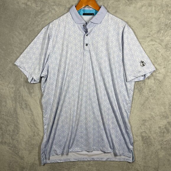 Greyson Mens Polo Geometric Golf Shirt Lions Tooth Print Purple XL - Picture 1 of 6